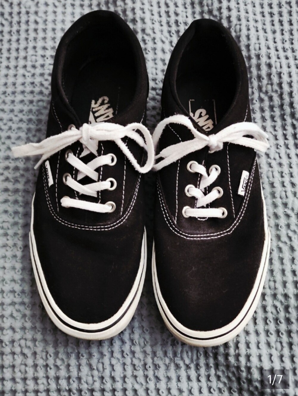Vans Black and White Canvas Low-Top Sneakers